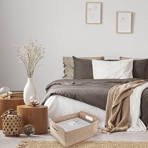 Welaxy Storage Basket Beige Foldable Shelf Drawer Organizer Bin Oatmeal - Image 2