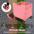 Pet Stroller, Dog & Cat Stroller for All-Season, Lightweight Foldable Carrier with 360° Front Wheels, Adjustable Handle, Breathable Hole Basket for Home Outdoor Travel Shopping (Pink) - Image 2