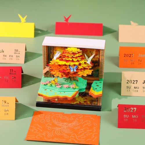 2027 3D Calendar, Paper Carving Sticky Notes, Creative Memo Pad with Light - Image 6