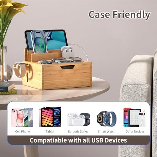 Pezin & Hulin Charging Station Dock with Charger HUB and Cables-Natural - Image 2