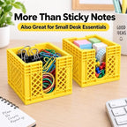 Mini Crate Sticky Note Holder Desk Organizer for Office, 2 Pack, yellow - Image 3