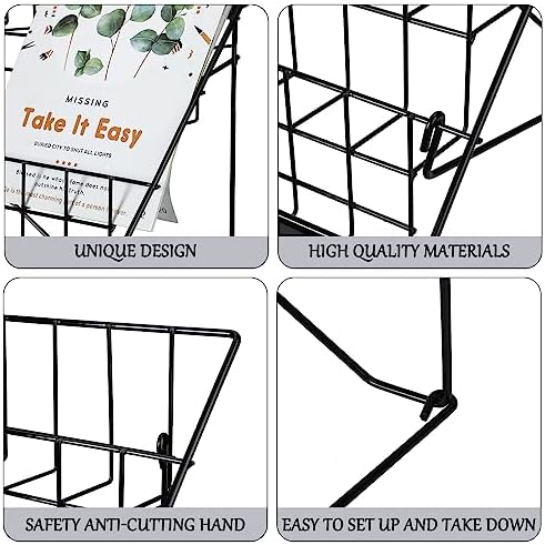Queekay 6 Tier Wire Countertop Rack black Comic Book Holders Wide Wire Magazine Rack Tabletop Display Stand for Table Top Book Brochure Literature Comic Greeting Card Shelf Holder Stand - Image 3