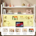 Desk Shelf, 2-tier Desktop Organizer Desk Hutch Storage Rack with Hole Plate Multi-Functional Workstation Organizer Bookcase Computer Desk for Home Office Dorm Top of Desk (45.3" Lx9.9" Wx39" H) - Image 3