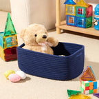 MiniArk Small Storage Baskets for Organizing | Closet Organizer Bins | Shelf Toy Basket | Woven Rope Baskets | Cube Decorative Box | Shallow Basket | 13x8.5x5.1” | 4 Packs Navy Blue - Image 4
