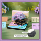 3D Calendar 2027,3D Desk Calendar Memo Pad 2027,3D Art Calendar Memo Pad 2027,Time Piece calendars 2027,3D Paper Art Notepad,Four Seasons Tree Desktop Decoration,New Year,Christmas Gift (Four Seasons Tree（Purple）) - Image 4