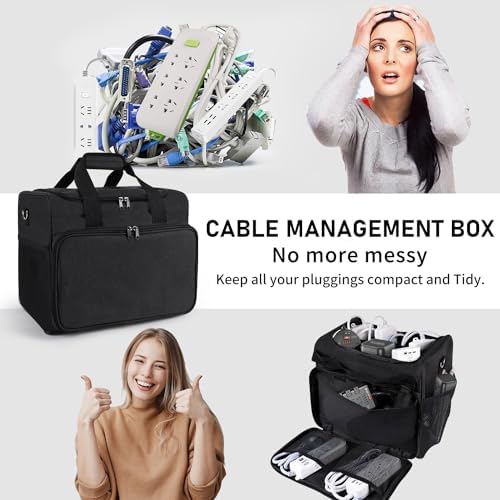 Cable Organizer Bag,Cable Management Box Cord Organizer Case - Image 7