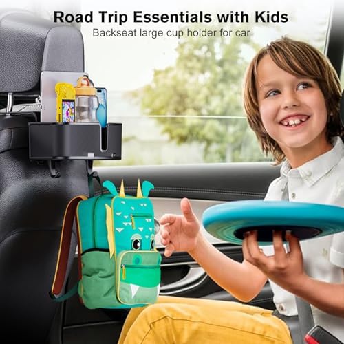 MAGJIEYX Car Headrest Cup Holder for Back Seat Organizer for Multi-Hanging Snack Storage Box with Strong Hooks for Kids and Backseat Passengers Share Rid for Travel Accessories（2-Pack） - Image 2