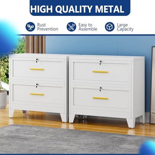 Ckzbx Metal 2 Drawers Locker Storage Organizer, 33.46" H White Drawer Chest, Closet Organizers for Living Room, Hallway, Closet - Image 7