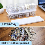 Tatuo Cord Organizer Box with Lid, Clear, White, 4 Pack - Image 5