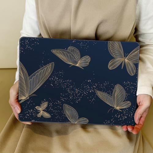 for New MacBook Air 13 inch Case 2026 M5 2025 M4 2024 M3 Chip– Aesthetic Lightweight Cute Design Clear Hard Shell 6-in-1 Bundle with TPU Keyboard Cover & 2X OTG Adapters, Gold Butterflies - Image 4