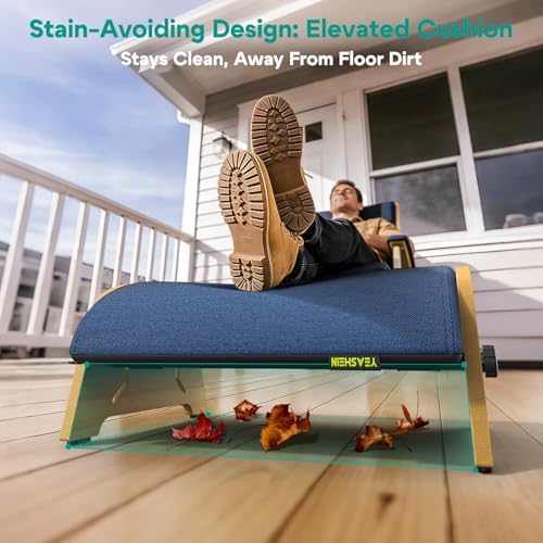YESHEIN Ergonomic Foot Rest Under Desk At Work, 6 Positions, Bamboo Wood - Image 4
