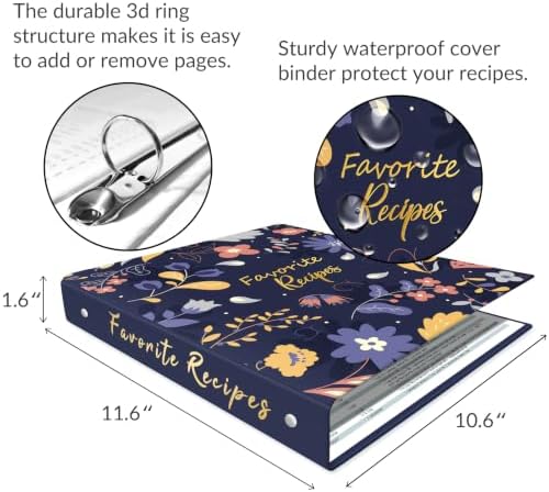 Recipe Binder 8.5x11 3 Ring with Plastic Sleeves, Blank Recipe Book Binder - Image 3