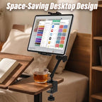 Metal Tablet Holder for Overbed Table, Space Saving Desk iPad Mount - Image 2