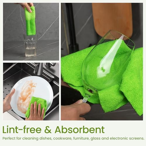 Greenfound Microfiber Cleaning Cloth Roll -80 Pack, 11.5x11.5, Tear Away Towels, Reusable and Washable Rags, Green - Image 4