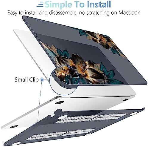 MEEgoodo for M5/M4/M3/M2 MacBook Air 15 inch Case 2026 2025 2024 2023, Case Fit Model (A3448/A3241/A3114/A2941) for MacBook Air 15.3 inch, Golden Lilies - Image 4