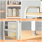 IOTXY 2-Tier Desktop Hutch Bookshelf, Metal Desk Shelf, White, 45.3" W - Image 3