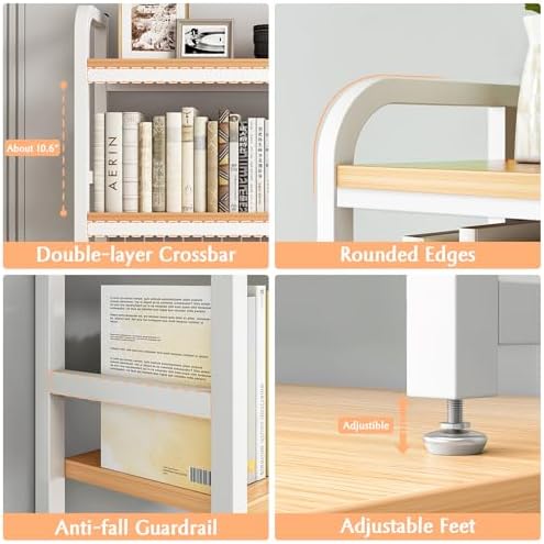 IOTXY 2-Tier Desktop Hutch Bookshelf, Metal Desk Shelf, White, 45.3" W - Image 3