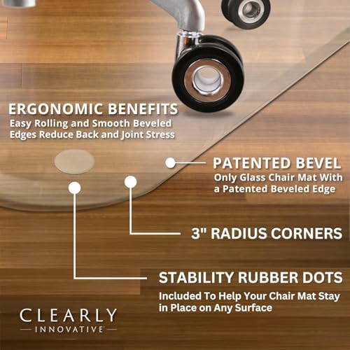 Tempered Glass Chair Mat with Lip for Carpet, 36" x 48" Tabbed, Clear - Image 4