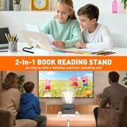 2-in-1 Floor Standing Book Stand, Foldable Book Holder for Reading with Page Clips, 19"–51" Height Adjustable, Sturdy Podium Stand for Reading, Bible, Laptop, Cookbooks, or Projector - Image 2