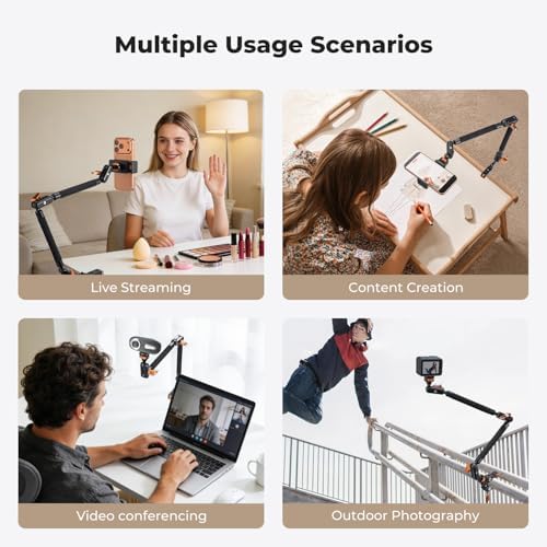 K&F CONCEPT 22" Magic Arm Clamp Kit, Overhead Desk Camera Mount - Image 6