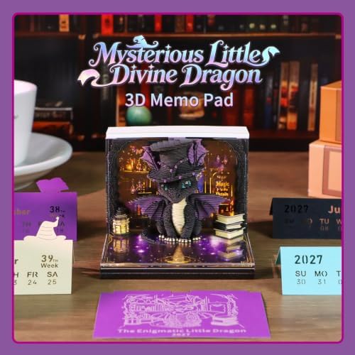 3D Calendar 2027,Time Piece Calendar 2027 With LED Lights,3D Art Calendar Memo Pad,Mysterious Purple Dragon Desktop Decoration,Tear-Away 3D Paper Art Notepad,Christmas Gift,New Year Gift (Mysterious Purple Dragon) - Image 2