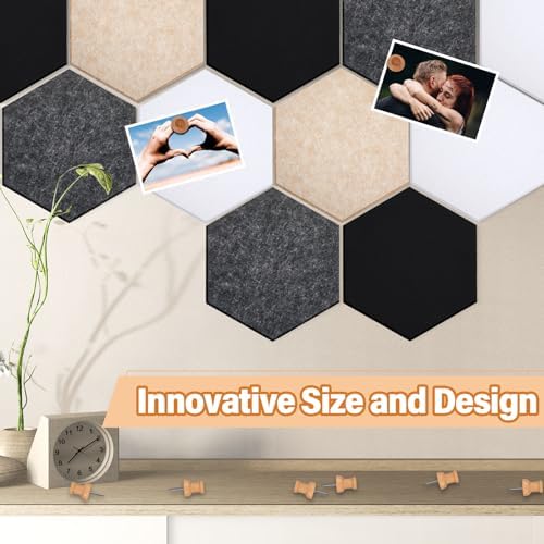 6.7 x 5.9 in 16 Pcs Hexagon Cork Board Tiles, Felt Pin Boards, Classic - Image 5