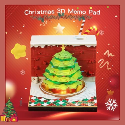 3D Calendar 2027,Time Piece Calendar 2027,Christmas tree 3D Art Notepad Calendars,3D Memo Pad,Tear Away Calendars,Christmas Gift,New Year Gift (Green Christmas tree) - Image 5