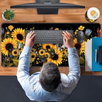 TGFEWYTJYJ Extended Gaming Mouse Pad,Memory Foam Ergonomic Keyboard Mouse Wrist Rest Support Set,Large Desk Mat with Stitched Edges,Non-Slip Base Mousepad Home Office,Retro Sunflowers Butterfly - Image 7