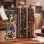 Antique Bronze Color Tree of Life Bookends Set, 2 Non-Skid Heavy Bookends for Shelves or Bookcase, Decorative Bookends for Desktop Shelf Decor, Library Office Decor, Home Décor Gift - Image 5