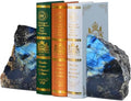 Labradorite Bookends Decorative Blue Crystal Stone Book Holders Heavy Duty by FZBHRO