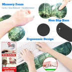 4-Piece Extended Large Mouse Pad Set for Women Men with Green Forest Design Includes 35.4 x 15.7 XXL Large Mouse Pad Keyboard Wrist Rest Mouse Wrist Support and Coaster for Office Home - Image 6