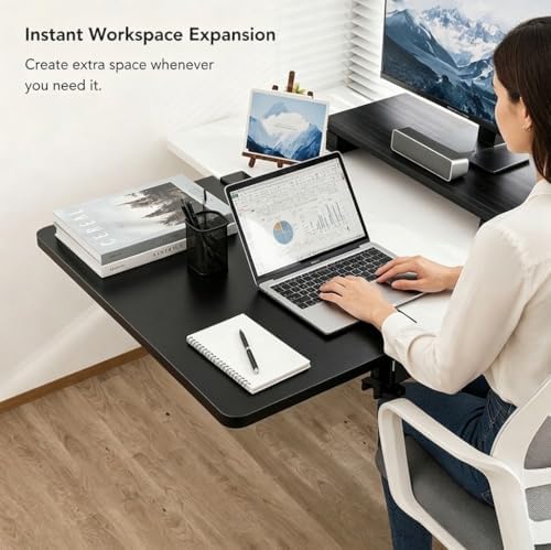Desk Extender , 23.6'' x11.8 '' Foldable Table Extension Folding Wall Table Keyboard Extender for Desk Clamp-on Shelf for Dorm Bunk, Office, Kitchen Bar, additional storage platforms - Image 2
