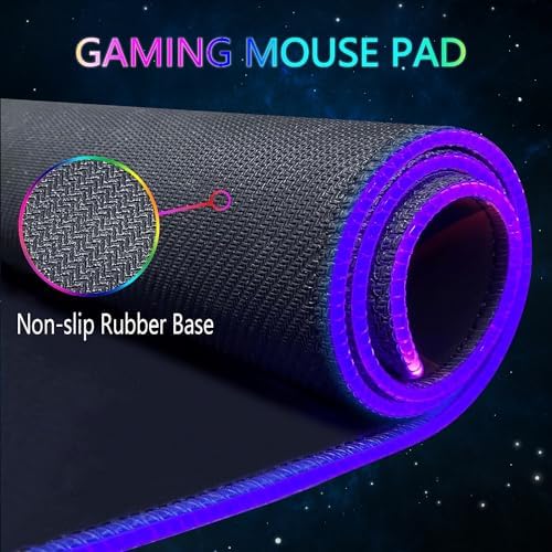 RGB Gaming Mouse Pad, Large Mousepad with Led Light, Big Keyboard Pad Gaming Accessories for Desk, Non-Slip Rubber Base Black Human Skeleton Mouse Mat for Gamer, 31.5 X 11.8 Inch - Image 5
