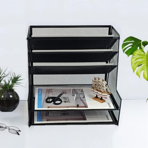SETTFRFE 5-Tier Metal Desk File Organizer, File Tray Rack - Image 2
