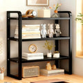 Office Desk Shelf Organizer, Wood Desktop Bookshelf Supplies Storage Rack, Shelf for Top of Desk and Dresser and Cubicle Decor Aesthetic Bookshelf (Black Black, three Tier 19.69 Lx7.87 Wx22.05 H) by Janebert