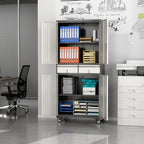 SUXXAN 71" Metal Garage Storage Cabinet with Pegboards,Drawers - Image 6