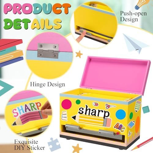 Classroom Wooden Pencil Dispenser Kit with Sharp Dull Labels,Multicolor - Image 3