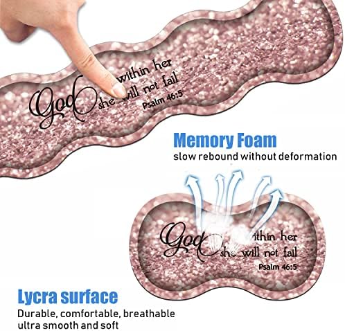 Ergonomic Keyboard Wrist Rest & Mouse Pad Wrist Rest Set, Large XXL Gaming Desk Mat 31.5"x 11.8", Non-Slip Base, Memory Foam, Easy Typing Pain Relief for Office & Home, Quote Bible Verses Psalm 46:5 - Image 4