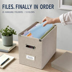 File Organizer Box with 15 Hanging File Folders, Lift-Off Lid - Image 2
