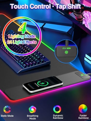 XXL RGB Gaming Mouse Pad with 15W Magnetic Wireless Charger - Image 4