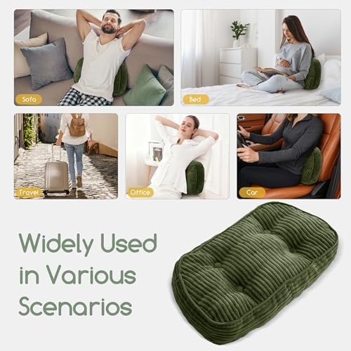 HIGOGOGO Lumbar Support Pillow for Recliner Chair/Accent Chair/Couch/Office Chair, Tufted Corduroy Back Support Cushion for Elderly, Recliner Cushions for Back Rest, Pain Relief, Reading, Dark Green - Image 7