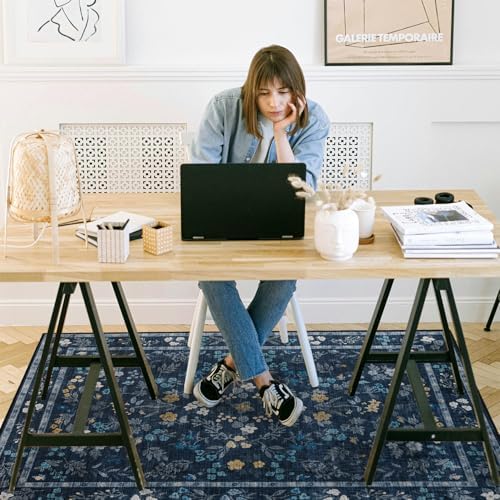 chakme Office Chair Mat for Hardwood Floor, 48"x36" Easy Glide Computer Desk Mat Protector for Rolling Chair Under Desk Rug Nonslip Backing, Machine Wash, (Floral) - Image 2