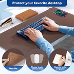 Wireless Charging Desk Mat, Mouse Pad, Brown-R, 36x17 inch - Image 5