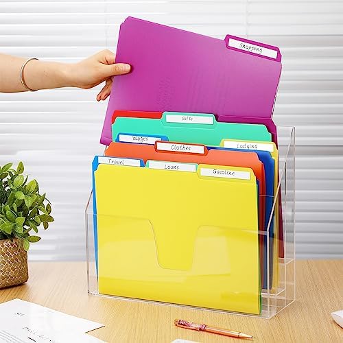 Estune Acrylic Vertical File Organizer Horizontal Triple File Folder Holder - Image 4
