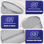 Segarty Pen Cup Holder for Desk, 12 Pack Round Silver Pen Holder, Wire Mesh Pencil Cups Containers Marker Organizer Set for Office Supplies, School, Desktop Accessories, Makeup Brush - Image 3