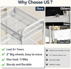 YASONIC 3 Tier Metal Rolling Cart, White Utility Storage Cart with Wheels - Image 3