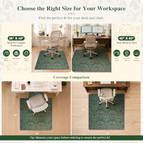 iCasso Office Chair Mat for Hardwood Floor, 36"X 48" Convex Morris Green - Image 2
