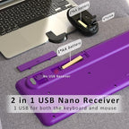Retro Wireless Keyboard and Mouse Combo with Wrist Rest (Violet) - Image 5