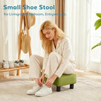 Small Foot Stool Ottoman, Velvet Footstool Ottoman Foot Rest for Couch, Rectangle Footstools and Ottomans Small for Living Room, Entryway and Bedroom (Olive Green) - Image 3