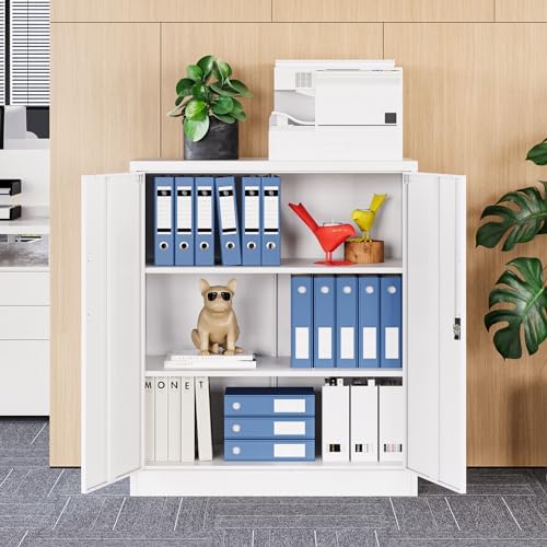 MIIIKO Metal Lockable Storage Cabinet, Small Metal Garage Storage Cabinets with Doors and Shelves for Home Office,Garage - Image 2